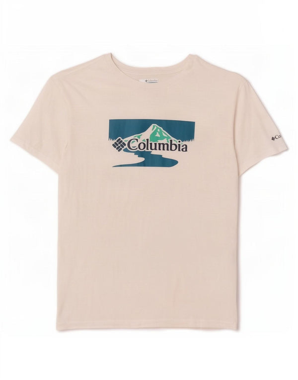 Tricou grafic Columbia pentru bărbați Top mic din bumbac alb
