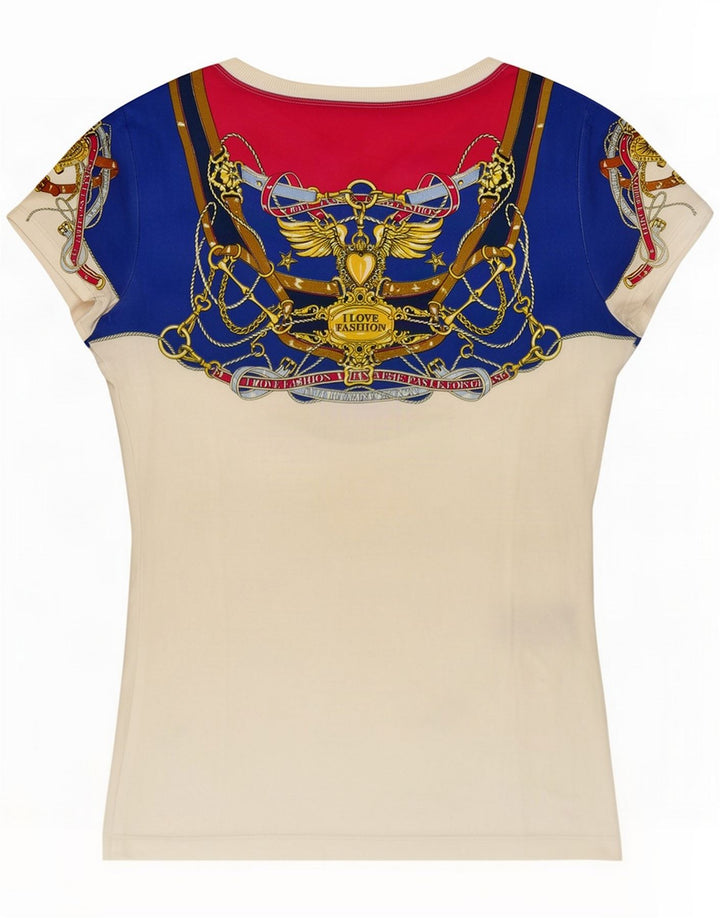 Tricou grafic Moschino pentru femei cu model abstract Top IT 44 Medium White