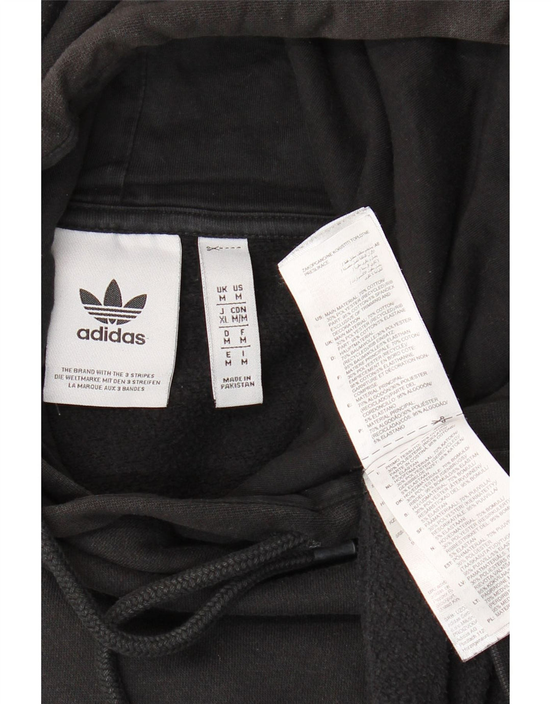 Pulover ADIDAS pentru bărbați cu glugă grafică, bumbac mediu negru