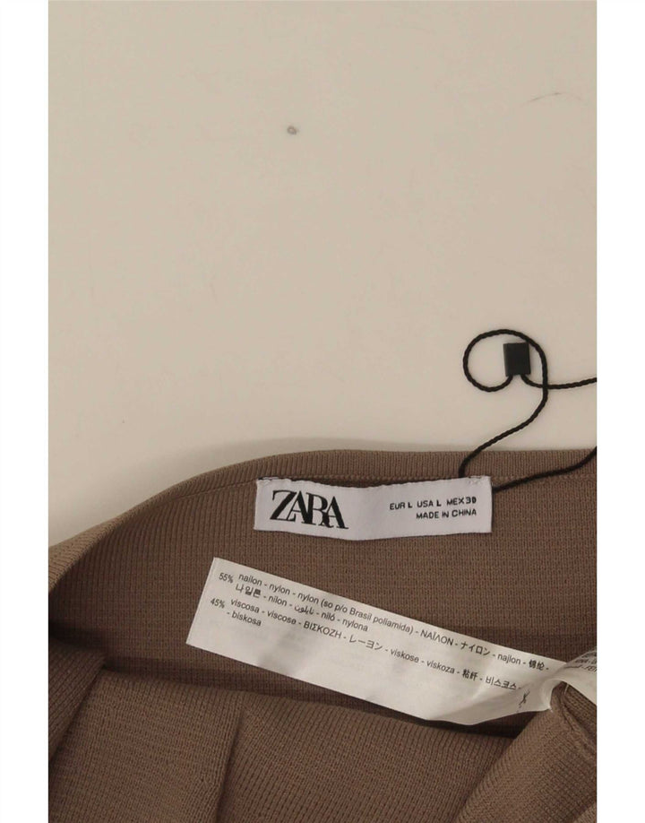 Top Crop fără bretele pentru femei Zara UK 14 mare, maro, nailon
