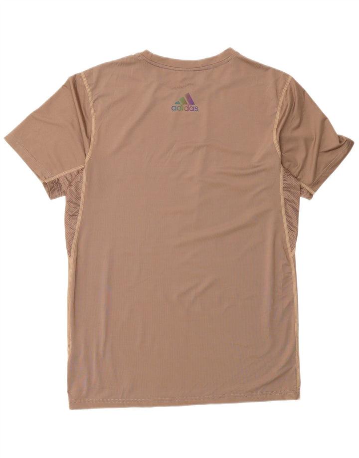 Tricou cu grafică Adidas Aeroready pentru bărbați Top mare din poliester maro