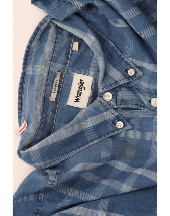 Cămașă Wrangler pentru bărbați, cu formă regulată, XL, bumbac cu carouri albastre