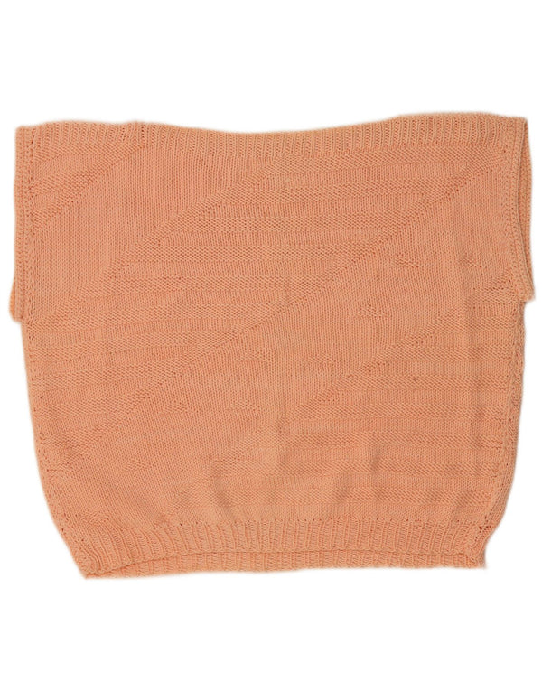 VINTAGE Womens Oversized Crop Vest Tank Top UK 14 Medium Orange
