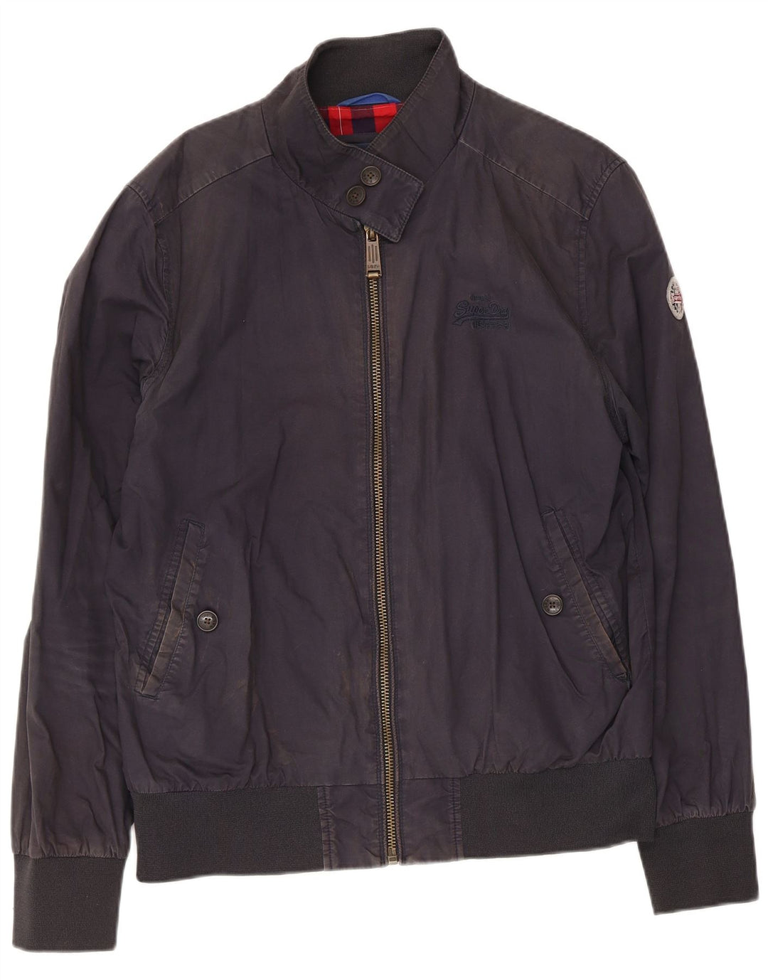 Superdry Mens Bomber Jacket UK 42 XL Navy Blue Cotton