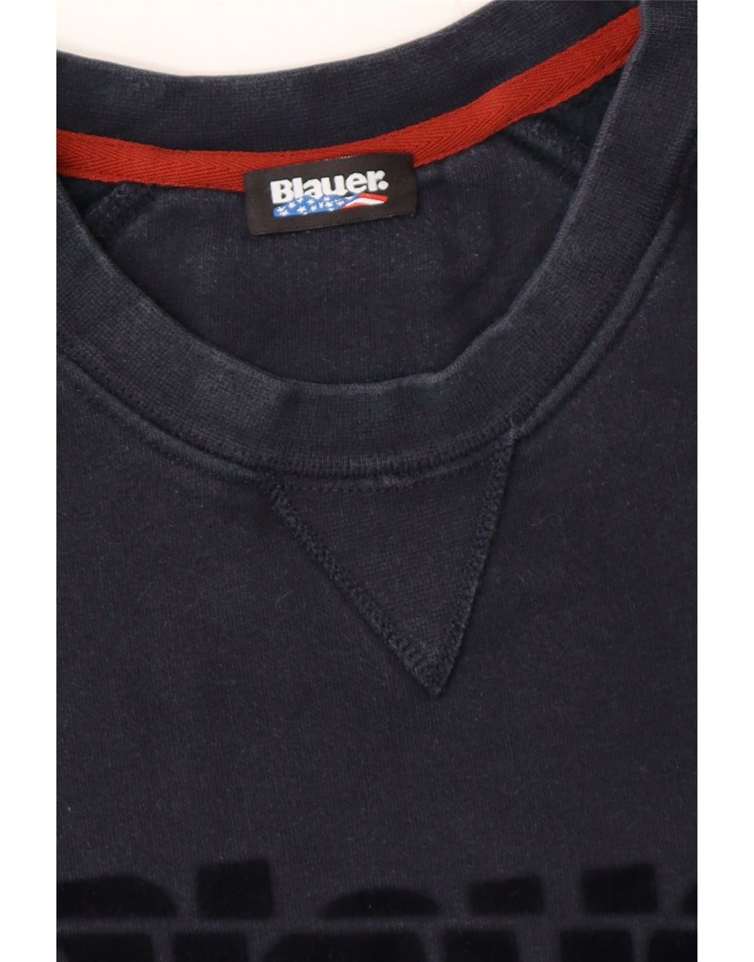BLAUER Mens Graphic Sweatshirt Jumper XL Navy Blue Cotton Vintage Blauer and Second-Hand Blauer from Messina Hembry 