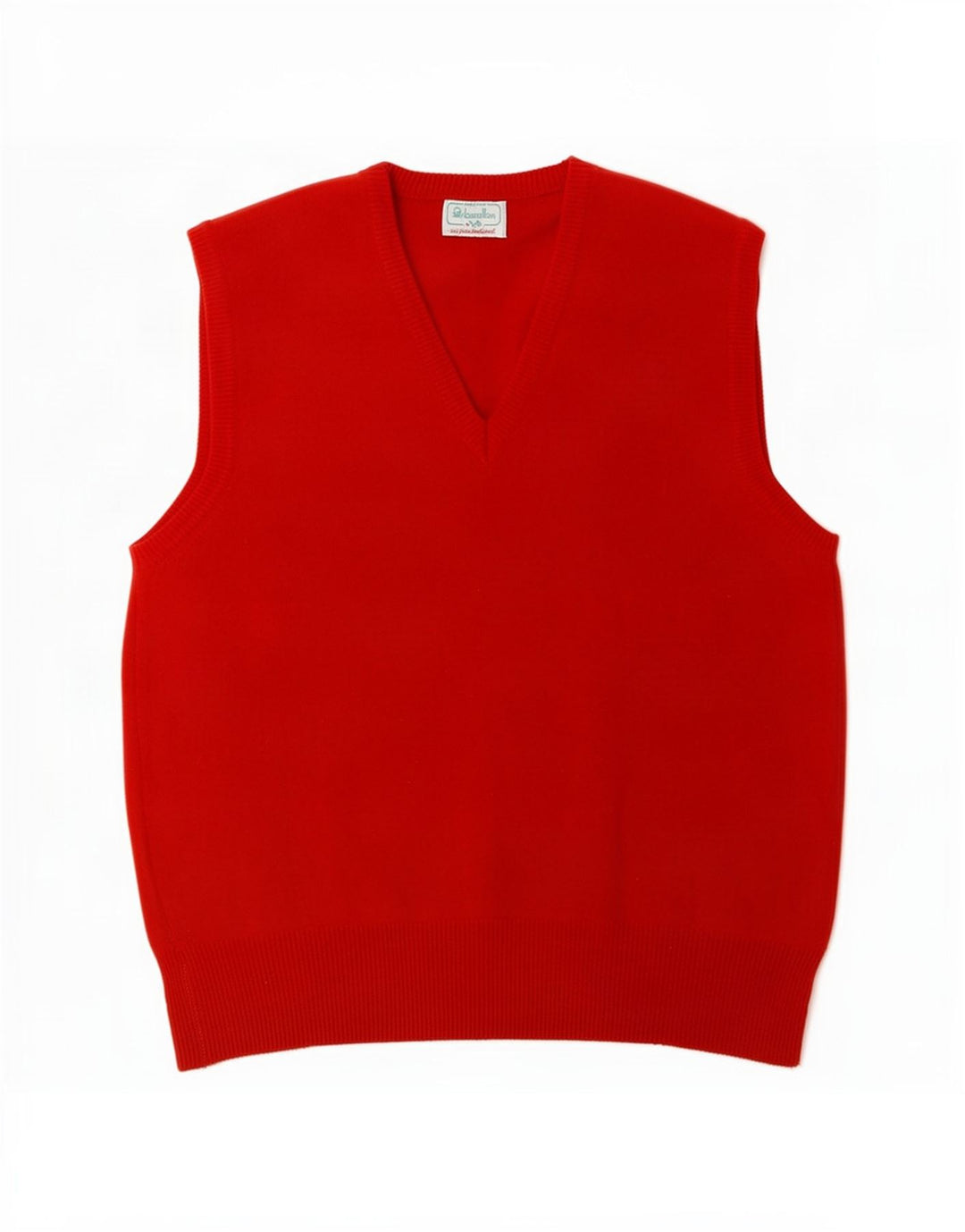 Benetton Mens Vest Tank Top Lână de miel roșie mică