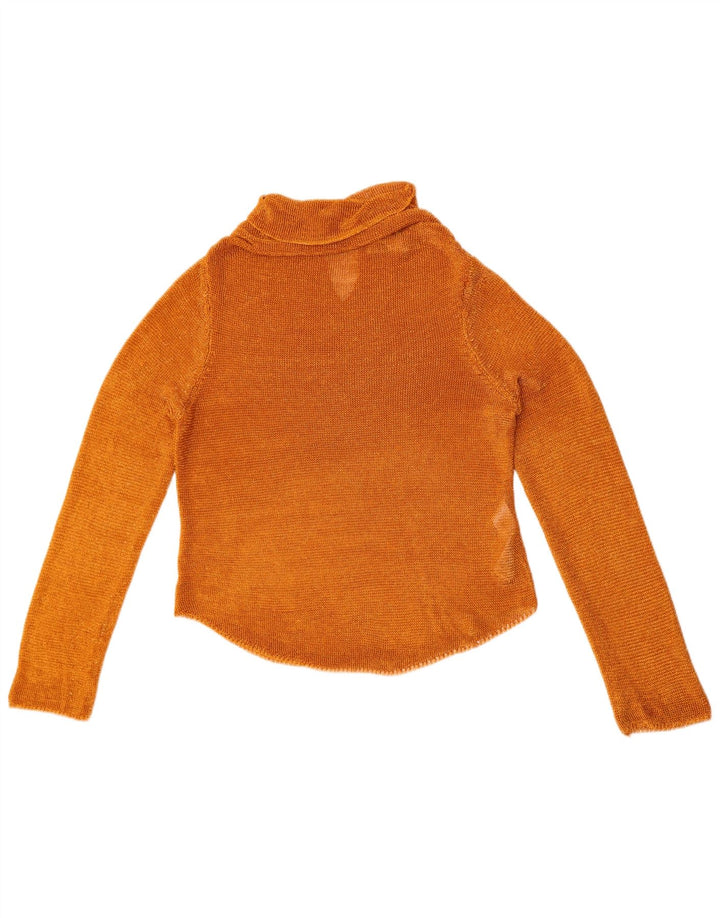 Top cu mânecă lungă pentru femei Zara Crop See Through UK 12 Medium Orange Viscose