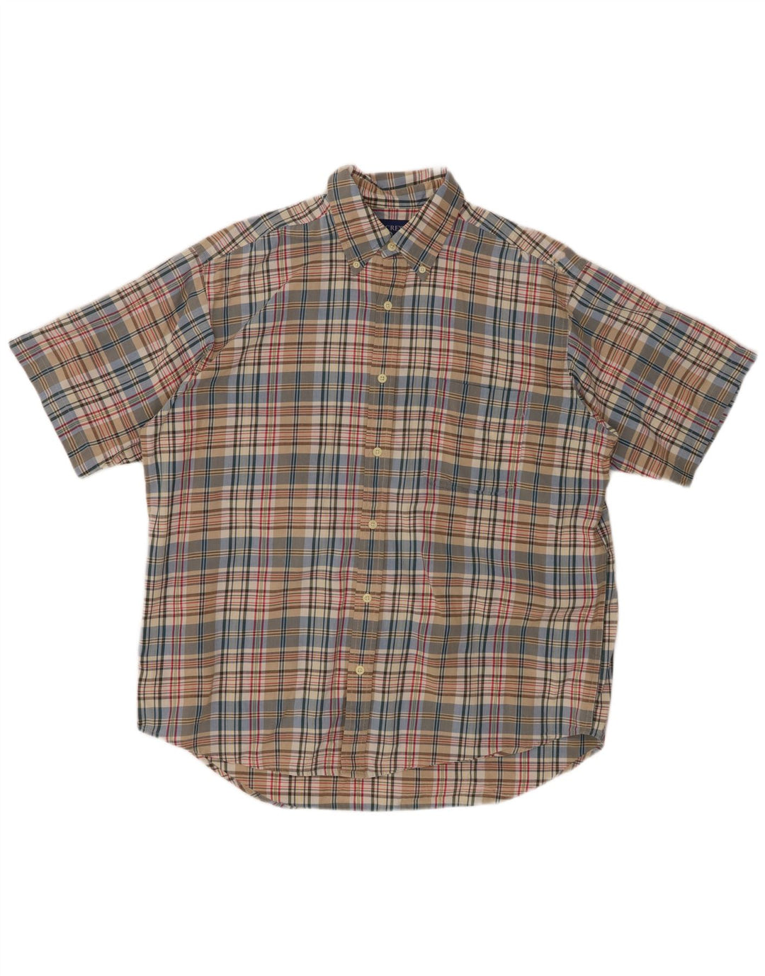 Cămașă cu mânecă scurtă pentru bărbați J. CREW, bumbac cu carouri multicolore mediu