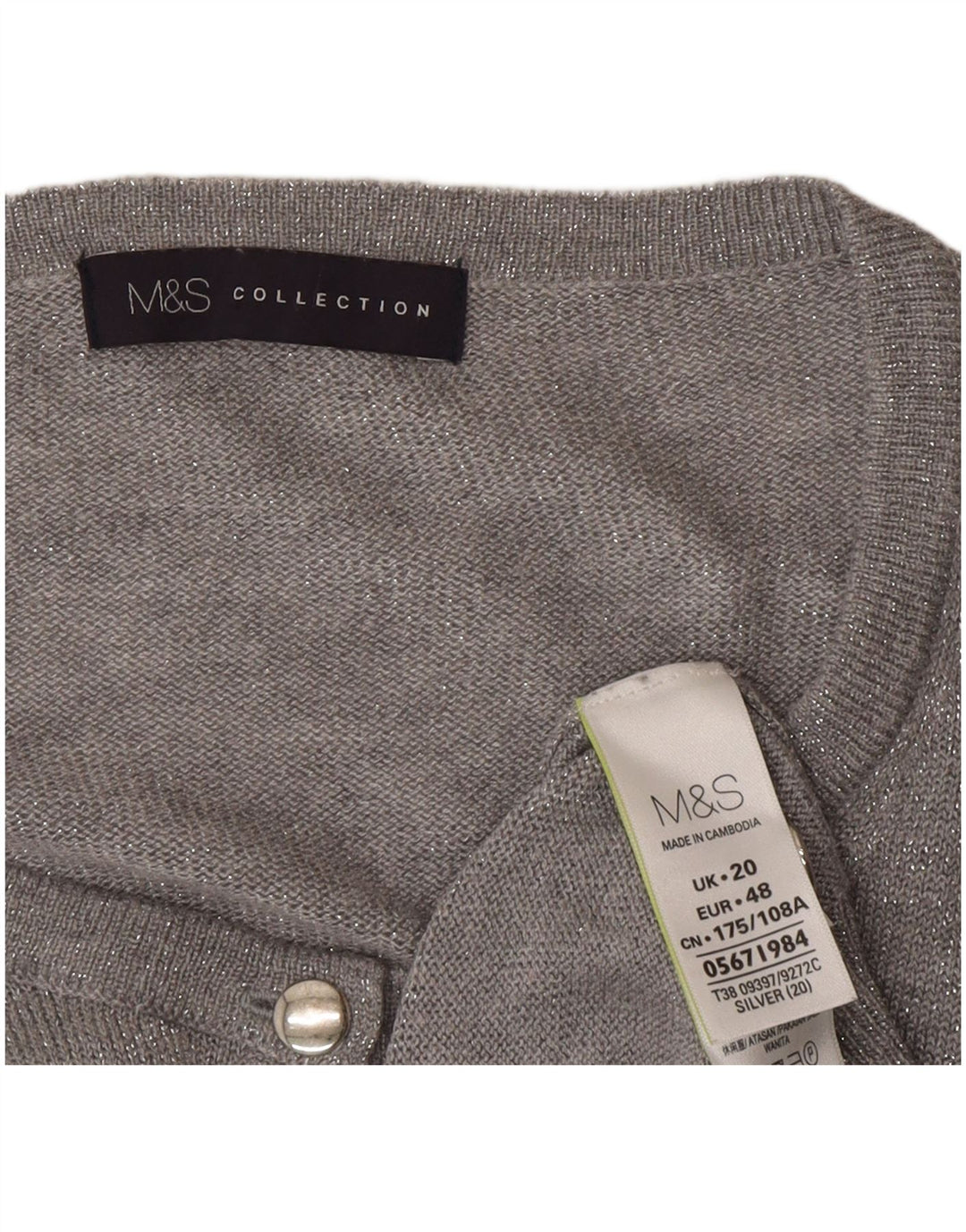 Pulover cardigan pentru femei Marks & Spencer UK 20 2XL poliamidă gri