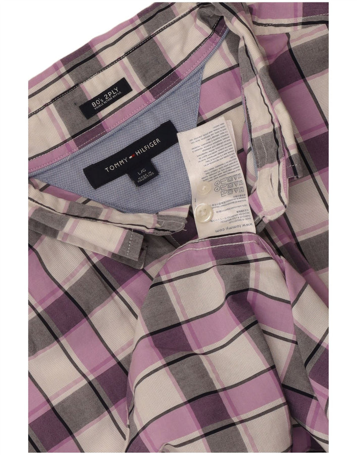 Cămașă pentru bărbați Tommy Hilfiger, mare, purpuriu, din bumbac, anii 80