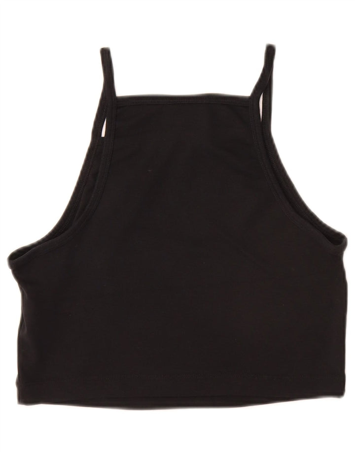 Top crop pentru fete NIKE 10-11 ani, bumbac mediu negru