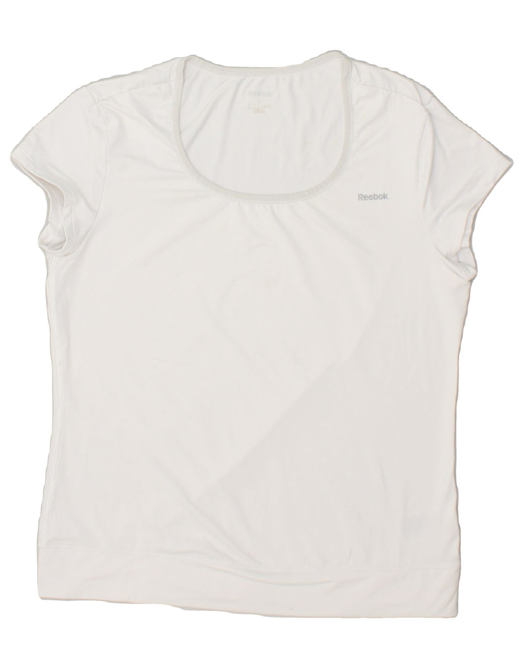 REEBOK Womens T-Shirt Top UK 14 Large White Polyester | Vintage Reebok | Thrift | Second-Hand Reebok | Used Clothing | Messina Hembry 