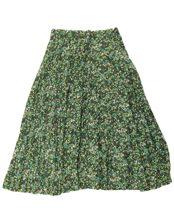 Vintage Womens A-Line Fusta IT 42 Medium Green Floral