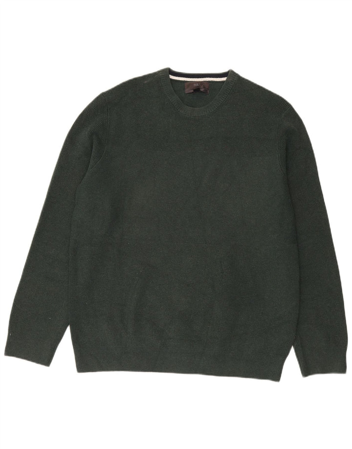 Pulover pentru bărbați Marks & Spencer, cu gât crew, poliester verde XL