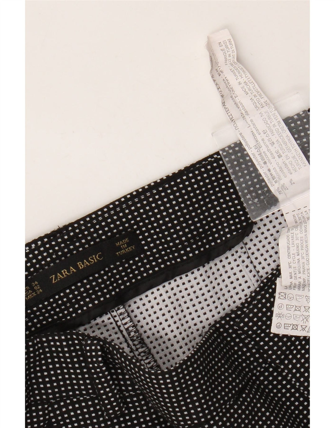 Pantaloni chino conici de bază Zara pentru femei EU 34 2XS L24 L27, negru, carouri