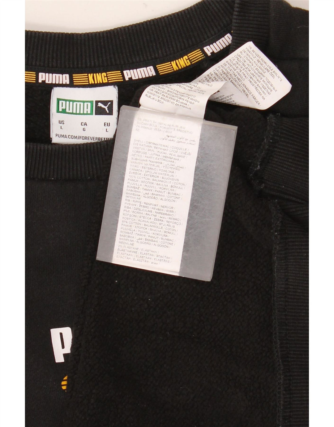 Pulover grafic pentru bărbați Puma, bumbac mare, negru