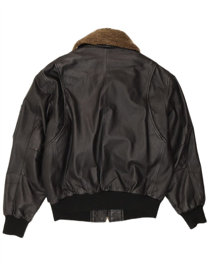 RINO & PELLE Jachetă de aviator din piele pentru bărbați IT 52 XL din piele neagră