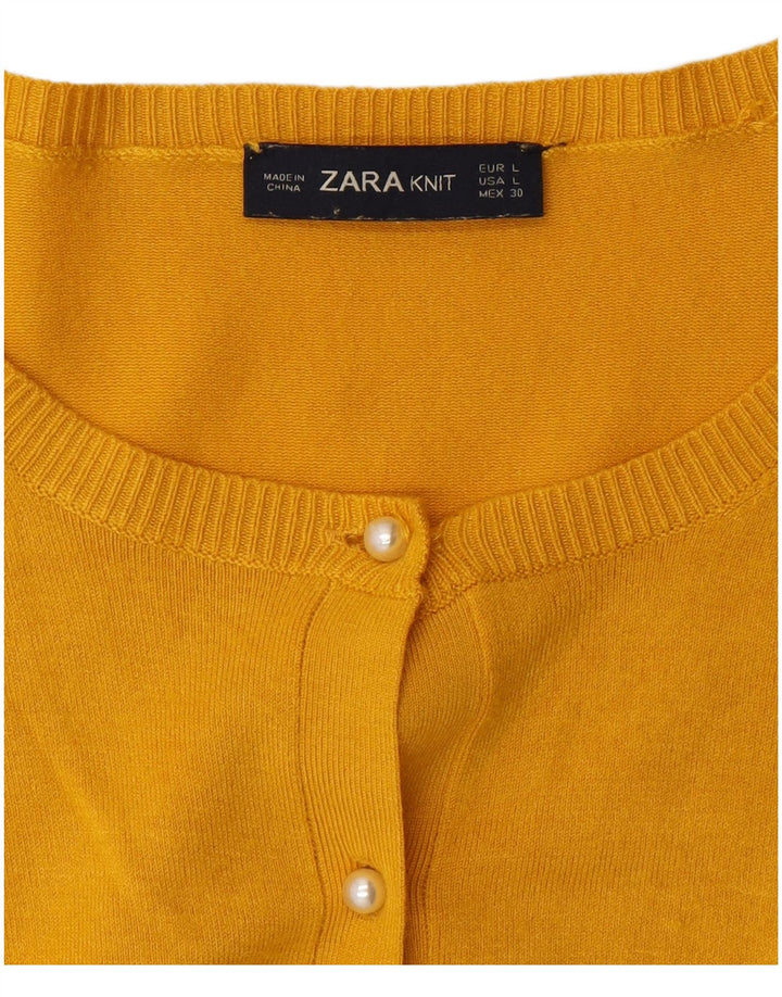 Pulover cardigan pentru femei Zara UK 14 mare galben