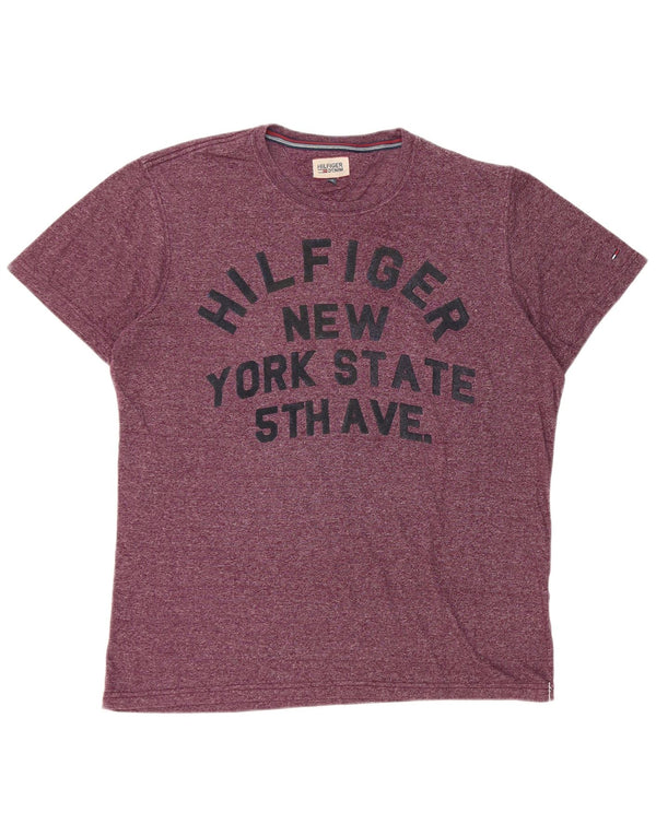 Tricou grafic Tommy Hilfiger pentru bărbați Top 2XL Burgundy Flecked