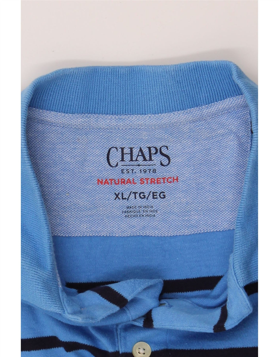 CHAPS Mens Polo Shirt XL Blue Striped Cotton Vintage Chaps and Second-Hand Chaps from Messina Hembry 