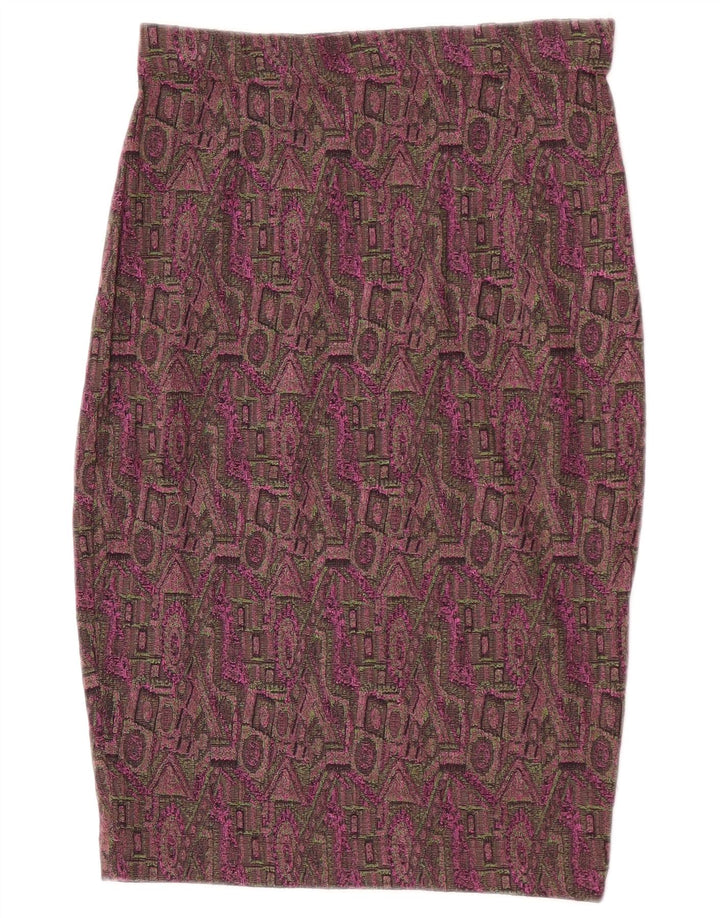 Fusta creion de damă vintage mare W32 poliester geometric burgundy