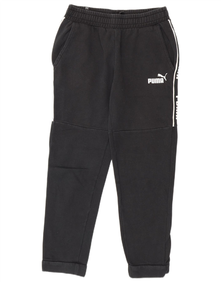 PUMA Mens Graphic Tracksuit Trousers Joggers Medium  Black Cotton