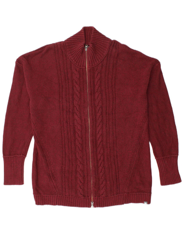 EDDIE BAUER Pulover cardigan pentru femei UK 18 XL Bumbac burgundy