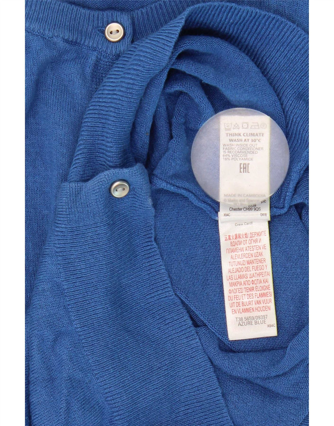 Pulover cardigan pentru femei Marks & Spencer UK 8 Small Blue Viscose