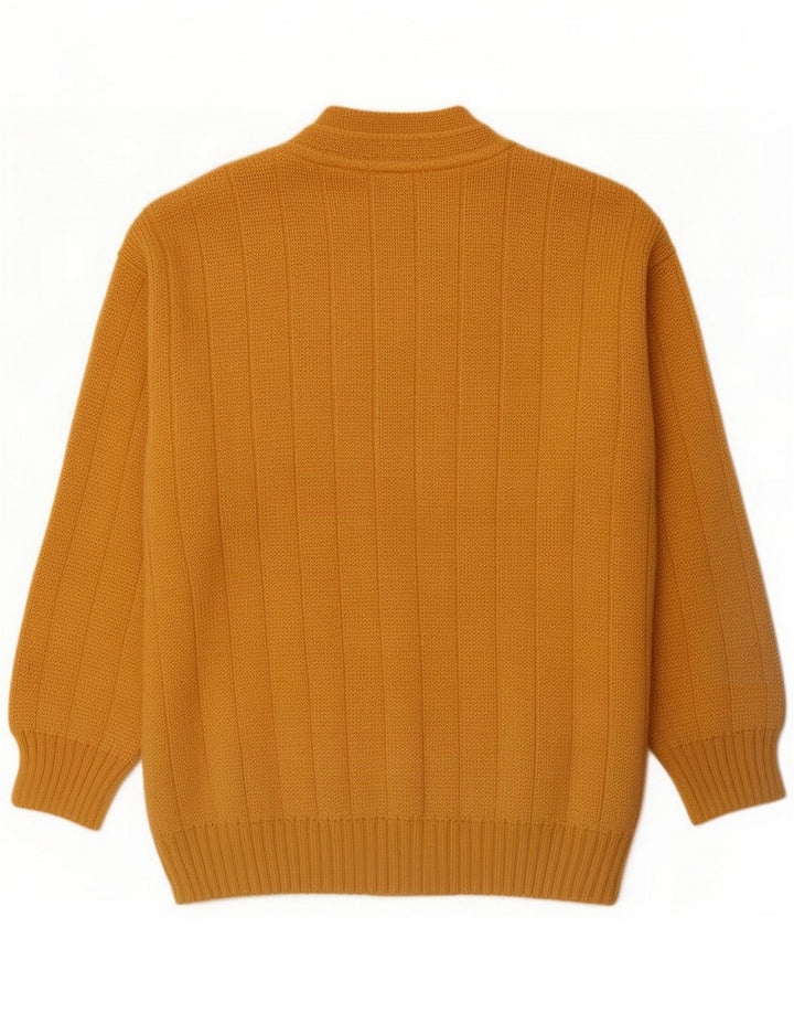 Vintage Mens Cardigan Pulover Medium Yellow