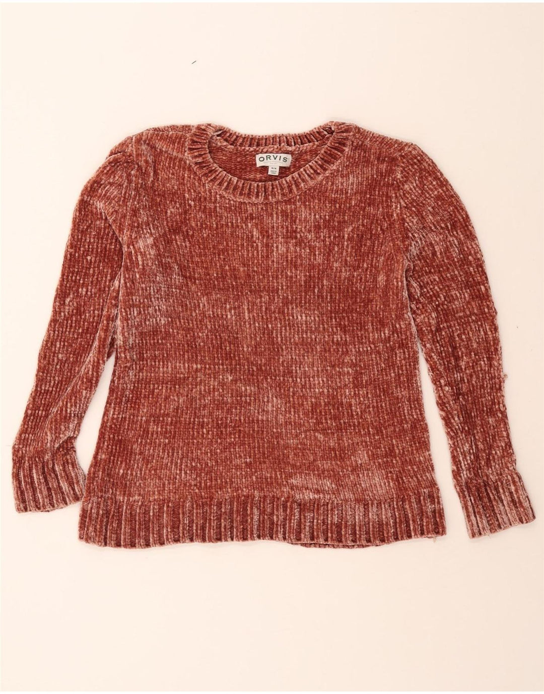 ORVIS Womens Boat Neck Jumper Sweater UK 14 Medium Brown Polyester Vintage Orvis and Second-Hand Orvis from Messina Hembry 