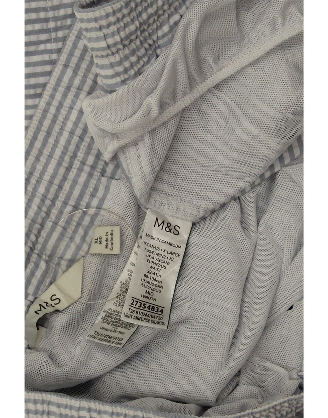 Pantaloni scurți de înot pentru bărbați Marks & Spencer, poliester cu dungi XL, albastru