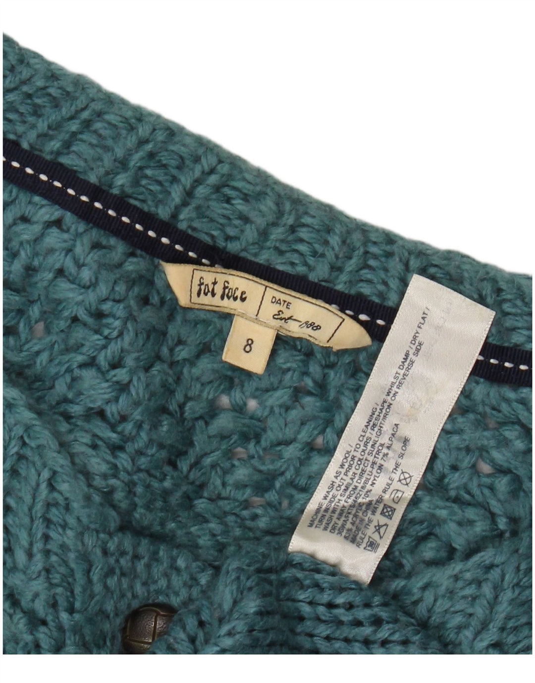 Pulover cardigan pentru femei Fat Face UK 8 Small Blue Acrylic