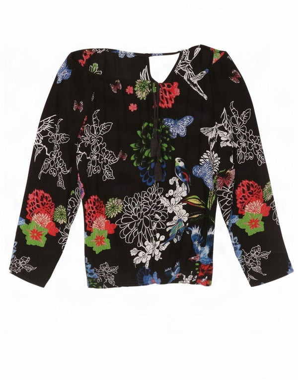 Bluză cu mânecă lungă supradimensionată pentru femei Desigual UK 18 XL Negru Floral