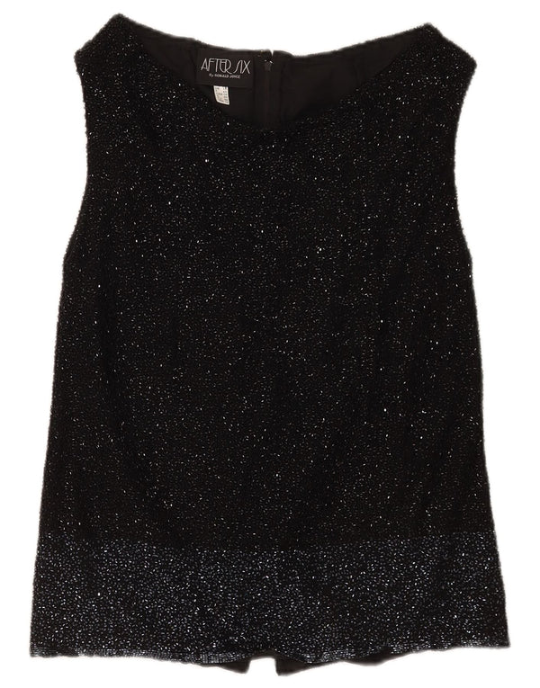 Ronald Joyce Womens Sleeveless Blouse Top UK 14 Medium Black