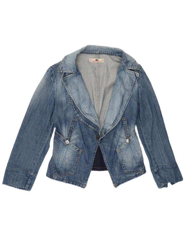 Jachetă Fornarina pentru femei Crop Denim Blazer UK 8 Small Blue