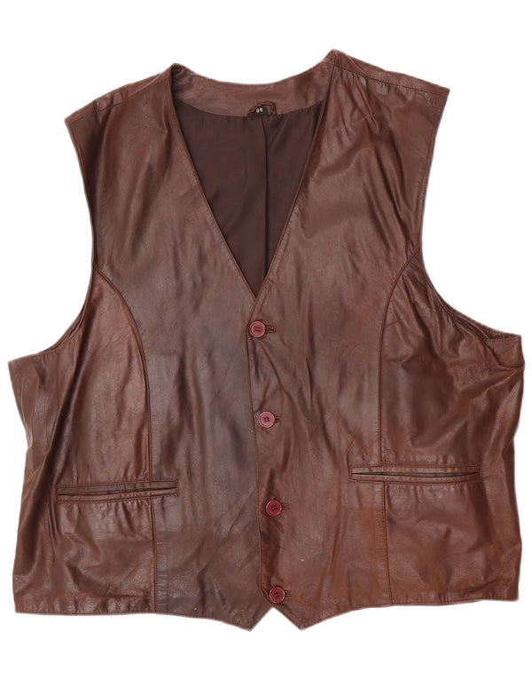 Vestă din piele vintage pentru bărbați EU 64 7XL din piele maro