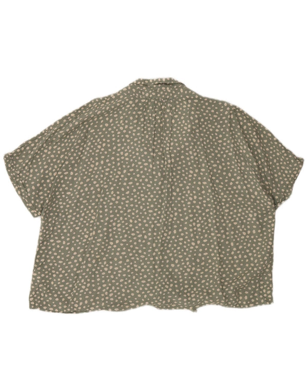 FAT FACE Bluză cămașă cu cravată în față pentru femei UK 20 2XL Green Spotted