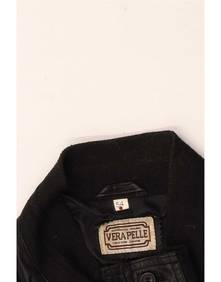Jachetă Bomber din piele vintage pentru bărbați IT 54 2XL negru