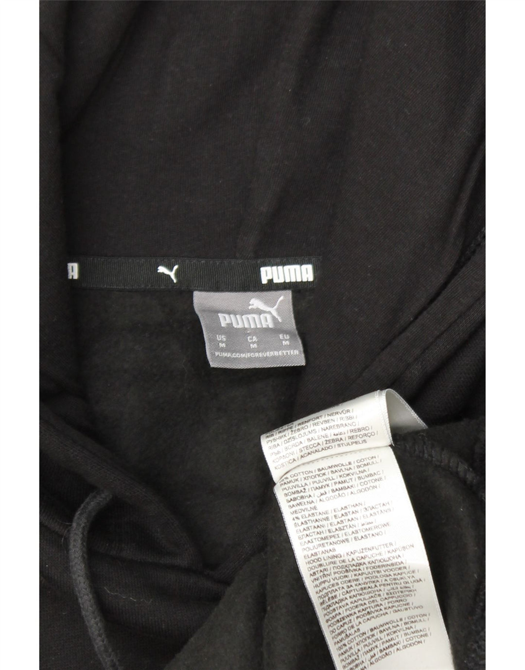 Pulover cu glugă cu grafic PUMA pentru femei UK 14, bumbac mediu negru