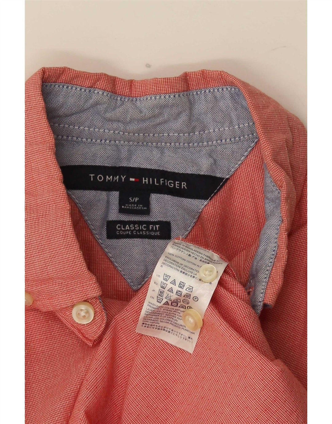 Cămașă cu mânecă scurtă pentru bărbați Tommy Hilfiger, cu croială clasică, mic roșu Houndstooth