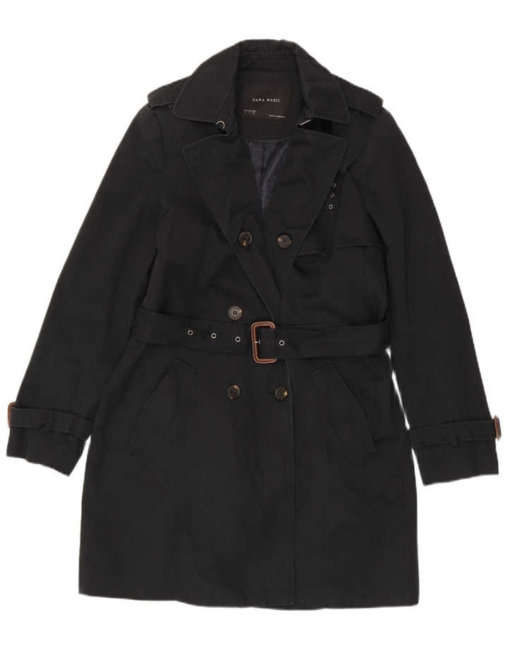 Trench pentru femei Zara UK 16 mare, negru, bumbac