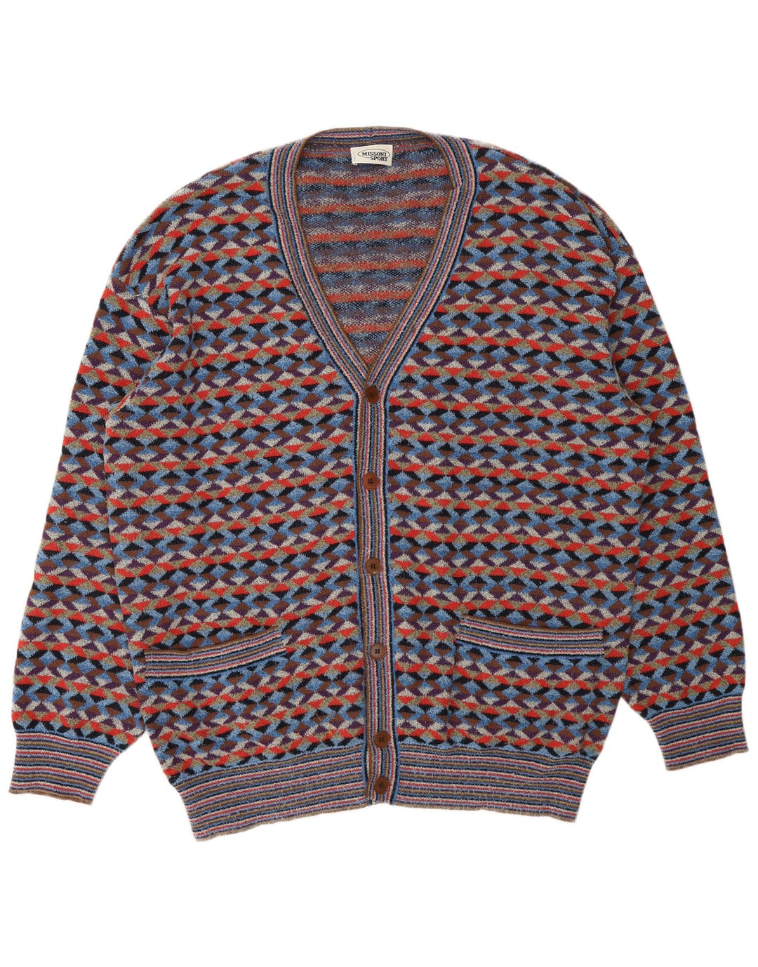 Pulover cardigan pentru bărbați MISSONI IT 54 XL Designer geometric multicolor