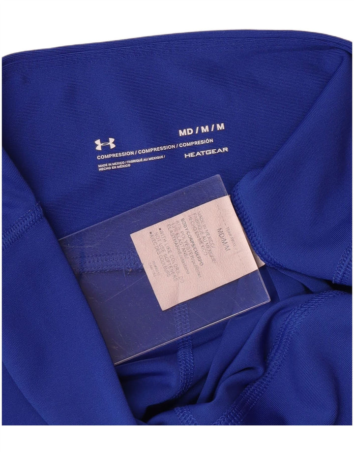 UNDER ARMOUR Womens Heat Gear Crop Leggings UK 12 Medium Blue Polyester