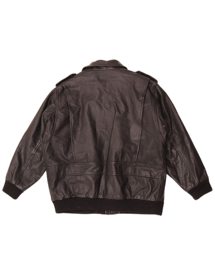 Jachetă militară din piele vintage pentru bărbați UK 36 Small Black