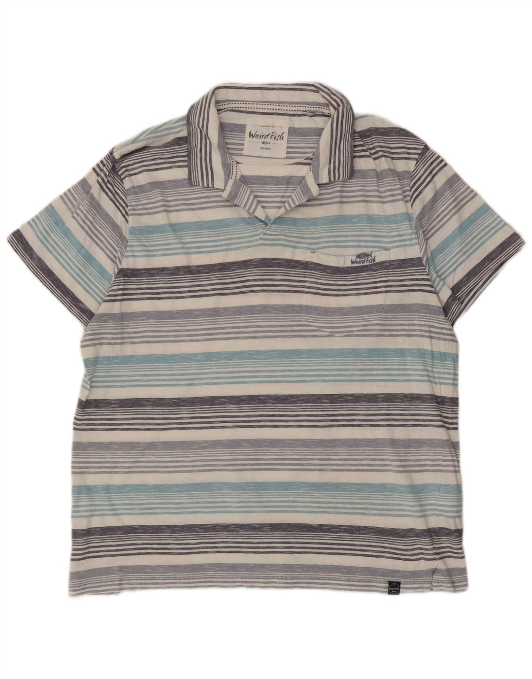 Tricou polo pentru bărbați Weird Fish 2XL, bumbac cu dungi albastre
