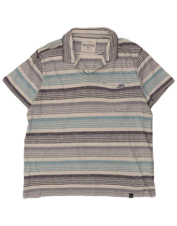 Tricou polo pentru bărbați Weird Fish 2XL, bumbac cu dungi albastre