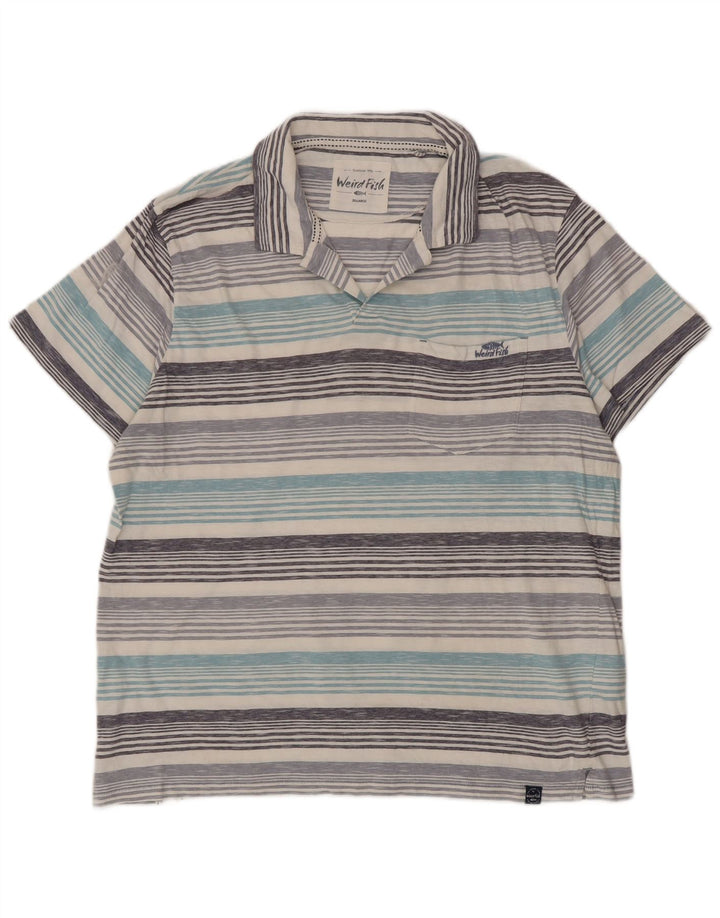 Tricou polo pentru bărbați Weird Fish 2XL, bumbac cu dungi albastre