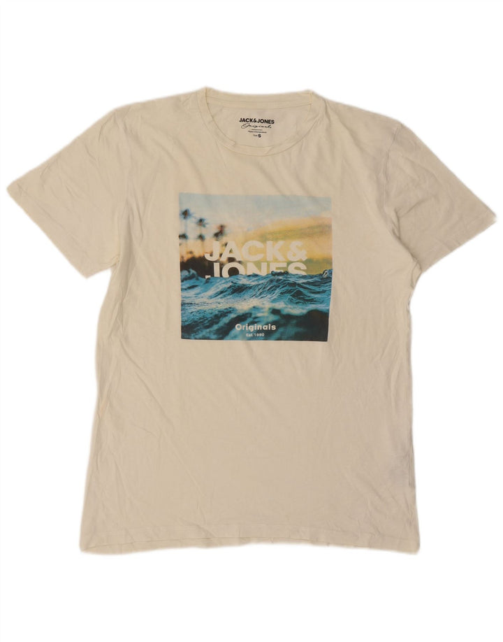 Tricou grafic Jack & Jones pentru bărbați Top mic din bumbac alb