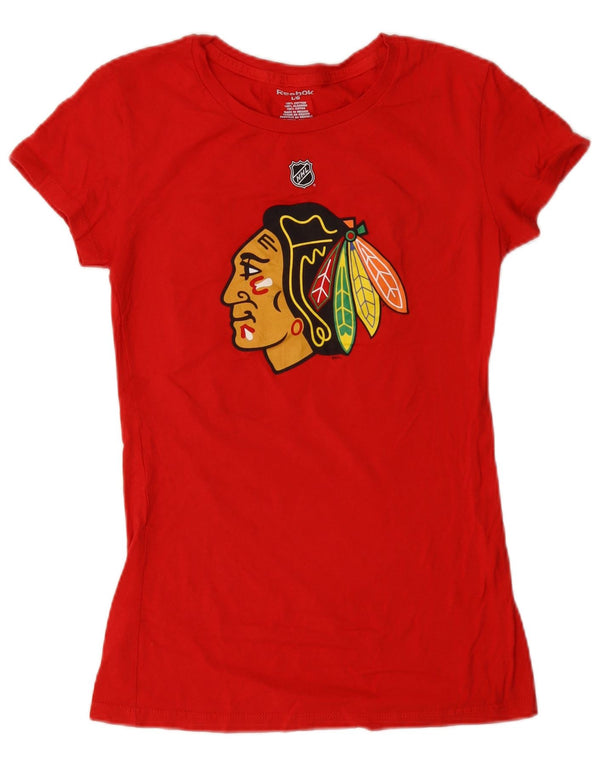 Tricou grafic Reebok Chicago Blackhawks pentru femei UK 14, bumbac roșu mare