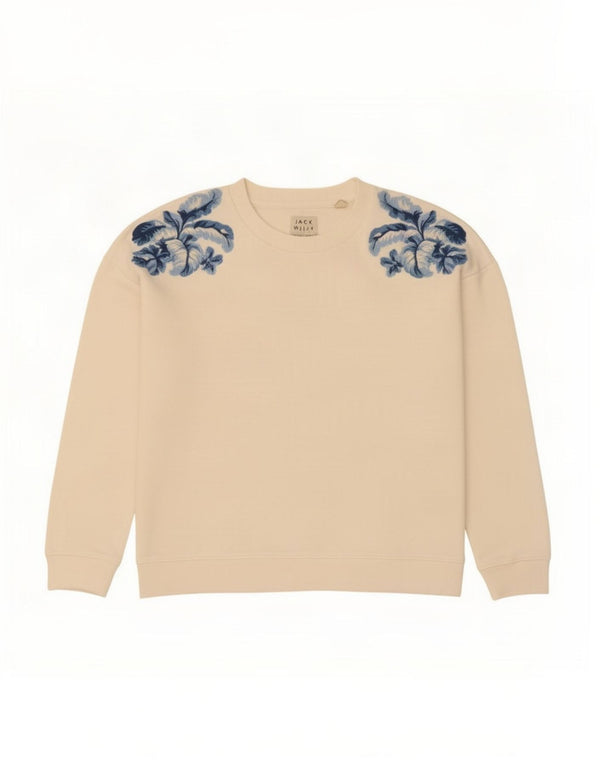 Pulover supradimensionat pentru femei Jack Wills UK 8, mic, alb, floral